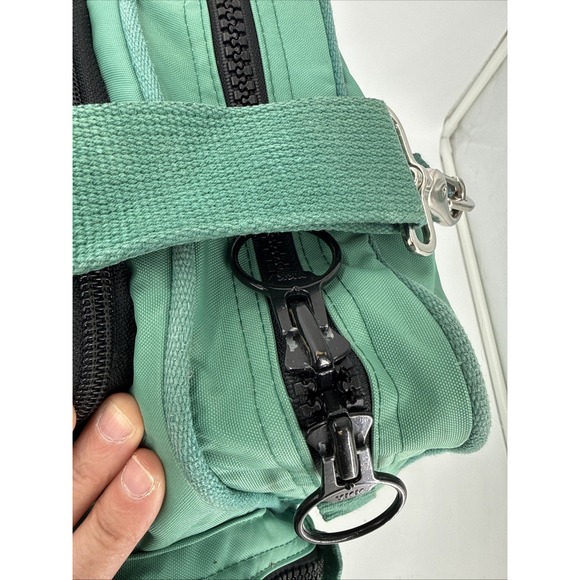 Lands End Summit YKK Duffle Bag-Green/Blue-Travel-Front & Side Zip Pockets - Picture 16 of 16